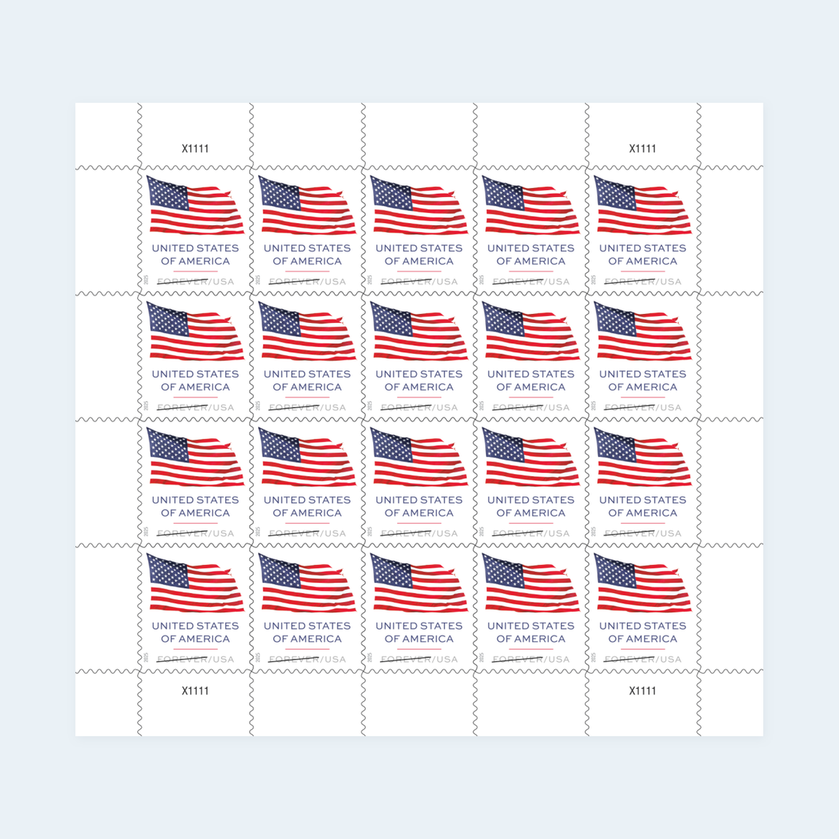 2025 U.S. Flag Forever Stamps: Self-Adhesive Sheet for First-Class Mail, product image 1