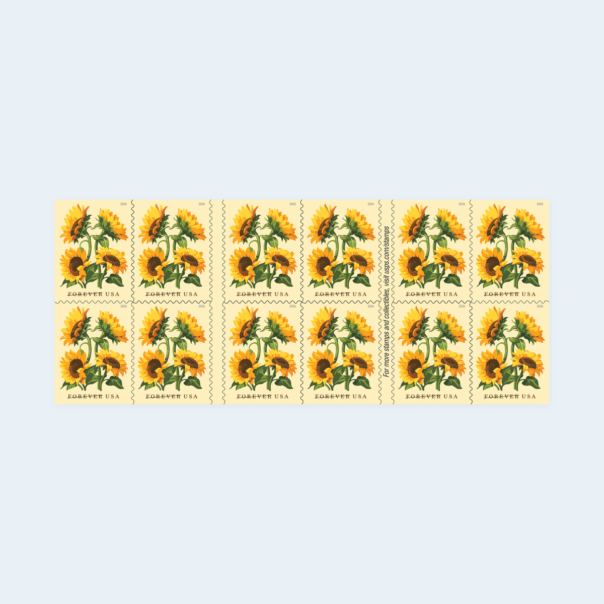 2026 Sunflowers Forever Stamps: Self-Adhesive Booklets for First-Class Mail, product image 1