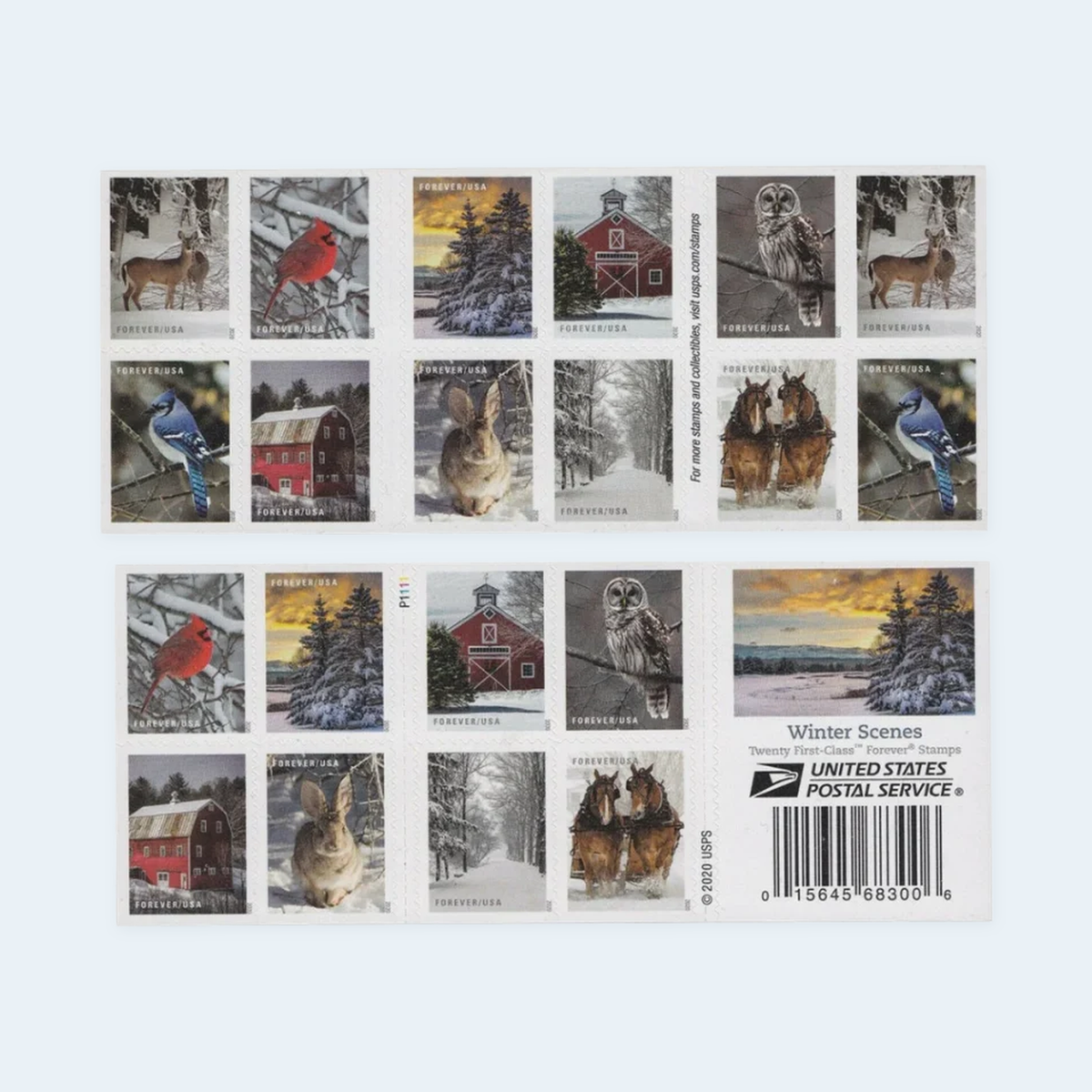 2020 Winter Scenes Forever Stamps: Self-Adhesive Booklet for First-Class Mail, product image 1