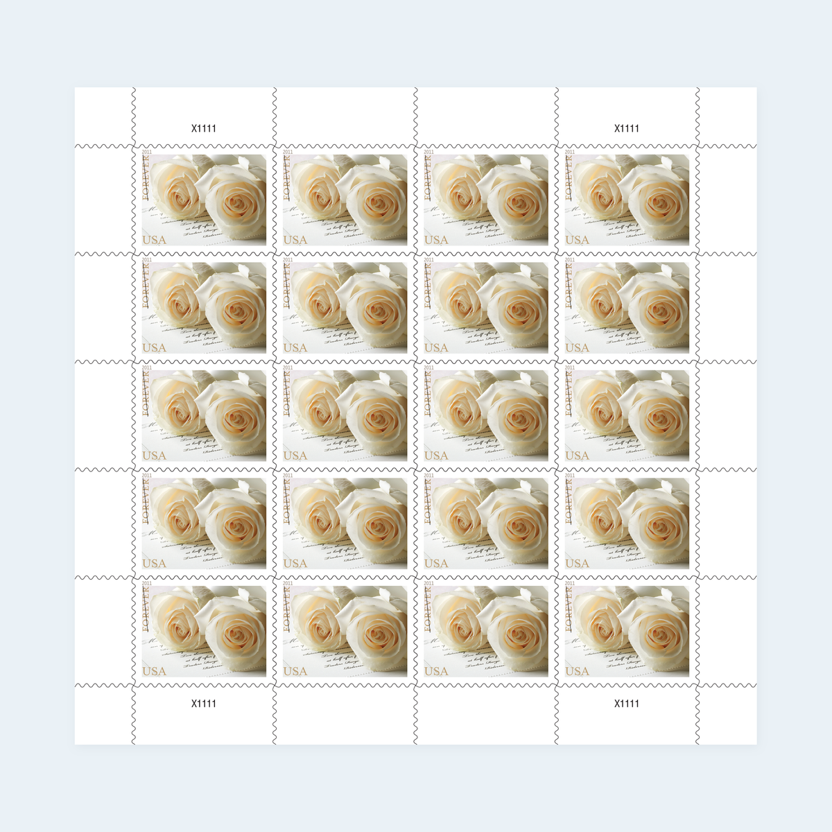 2011 Wedding Roses Forever Stamps: Self-Adhesive Sheets for First-Class Mail, product image 1