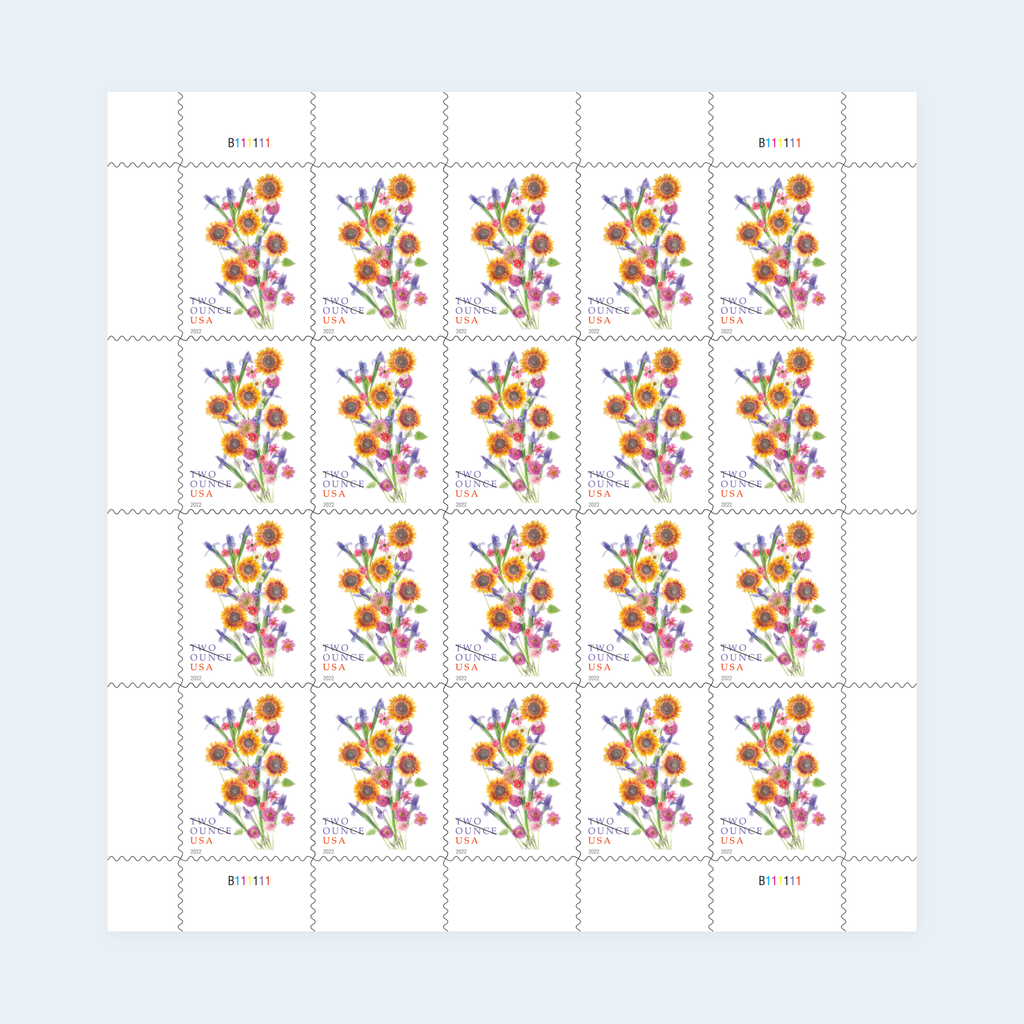 2022 Sunflower Bouquet Two-Ounce Stamps: Self-Adhesive Sheets for First-Class Mail, product image 1