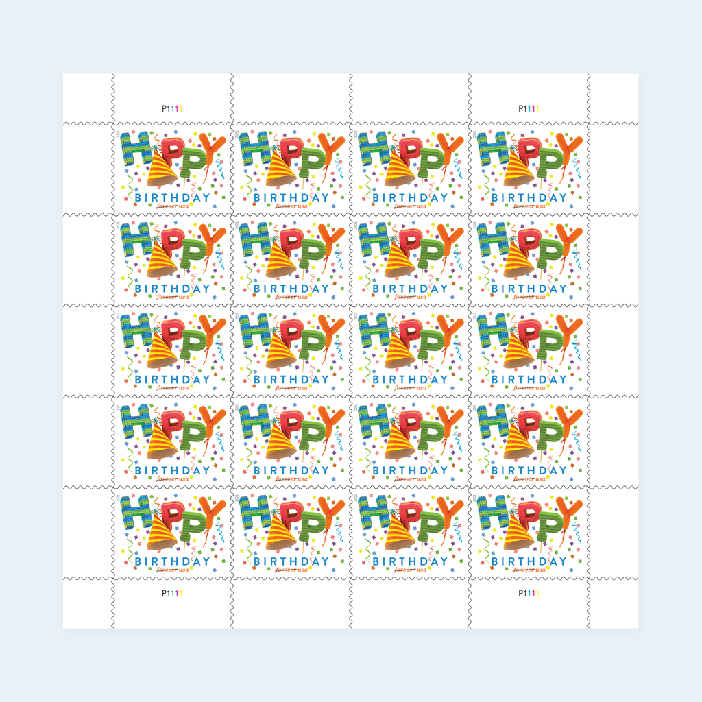 2021 Happy Birthday Forever Stamps: Self-Adhesive Sheet for First-Class Mail, product image 1