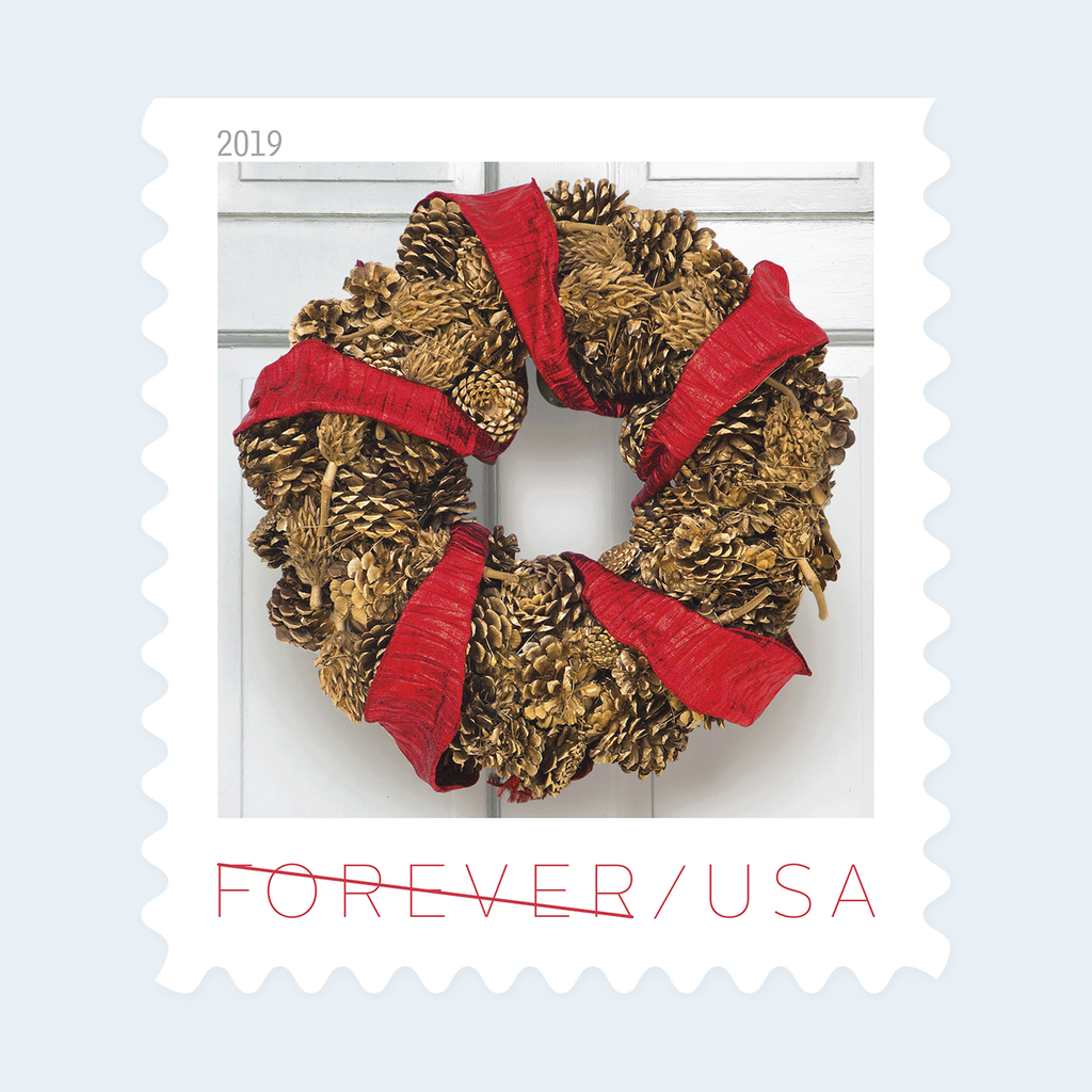 2019 Holiday Wreaths Forever Stamps: Self-Adhesive Booklet for First-Class Mail, product image 2