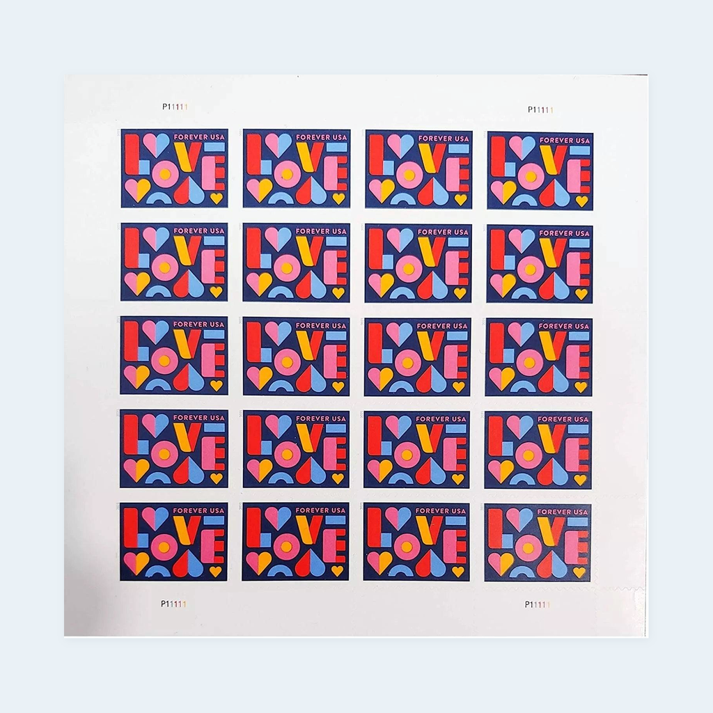 2021 Love Forever Stamps: Self-Adhesive Sheets for First-Class Mail, product image 1