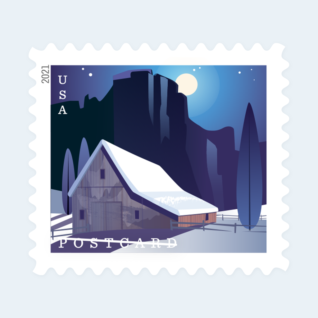2021 Barns Postcard Stamps: Self-Adhesive Sheet for Domestic Postcards, product image 2