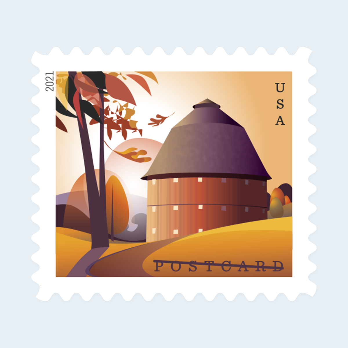 2021 Barns Postcard Stamps: Self-Adhesive Sheet for Domestic Postcards, product image 3