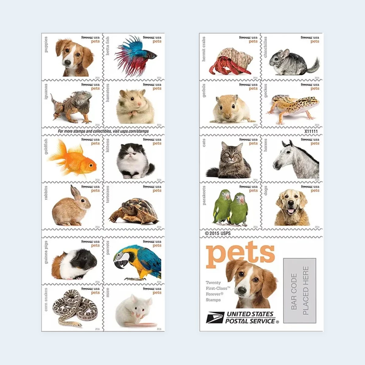 2016 Pets Forever Stamps: Self-Adhesive Booklet for First-Class Mail, product image 1