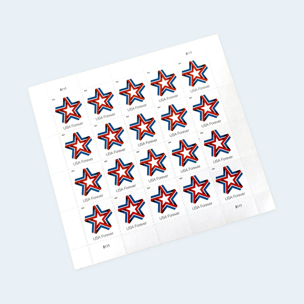 2019 Star Ribbon Forever Stamps: Self-Adhesive Sheet for First-Class Mail, product image 1