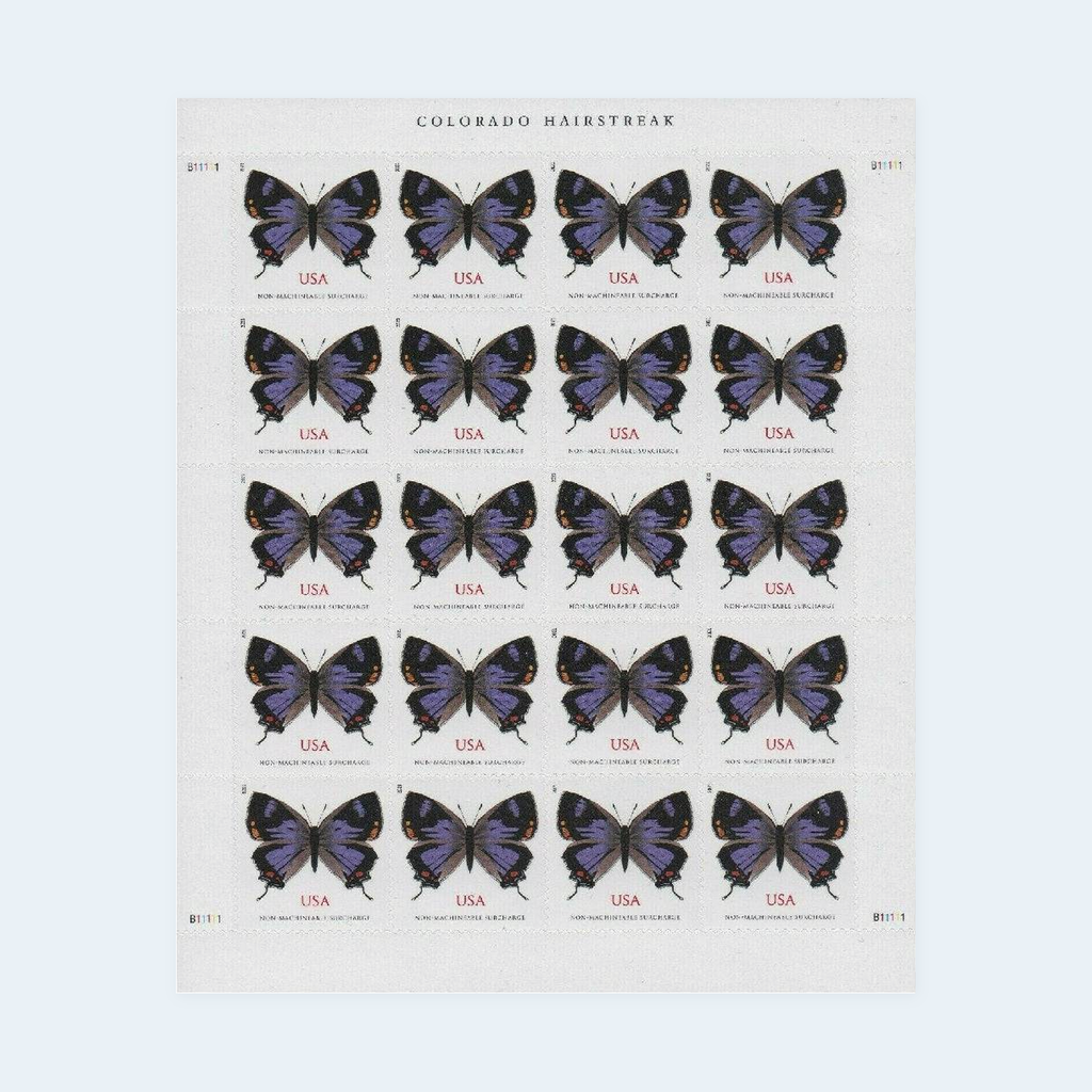2021 Colorado Hairstreak Stamps: Self-Adhesive Sheet for Nonmachinable Letters, product image 1