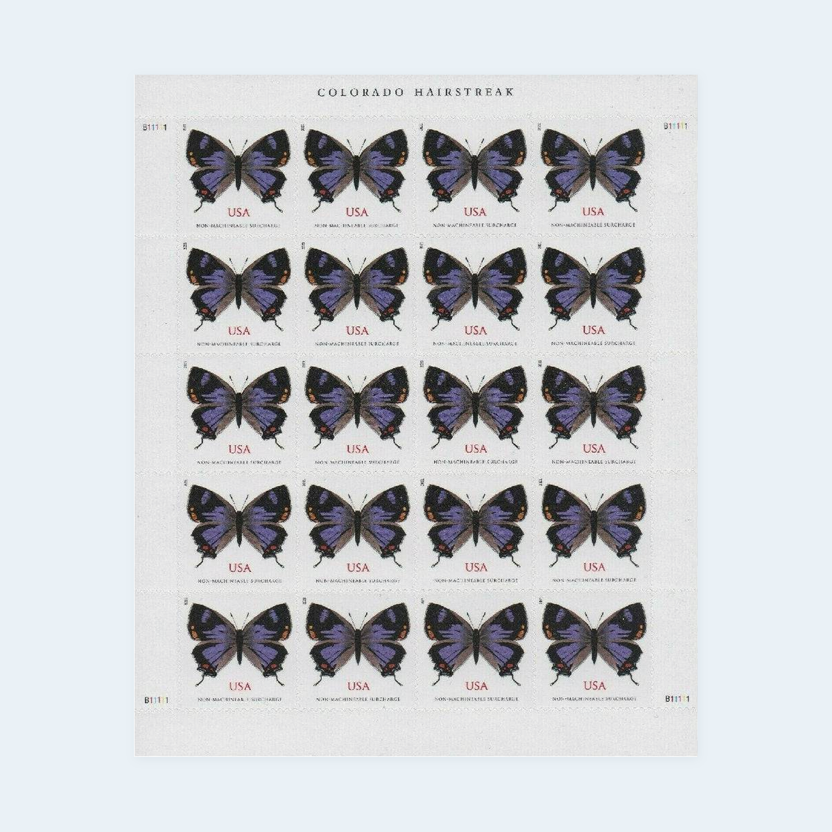 2021 Colorado Hairstreak Stamps: Self-Adhesive Sheet for Nonmachinable Letters, product image 1