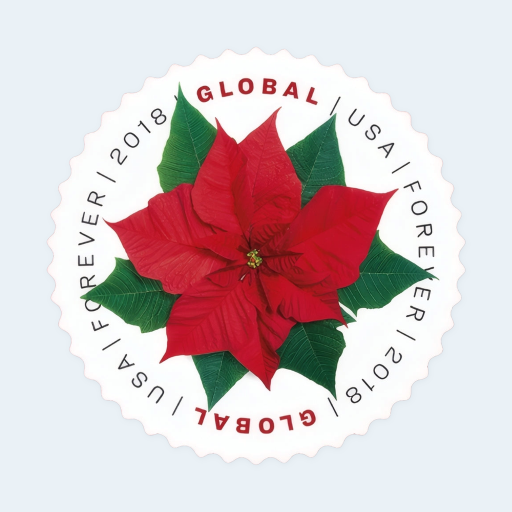 2018 Poinsettia Global Forever Stamps: Self-Adhesive Sheet for International Mail, product image 2