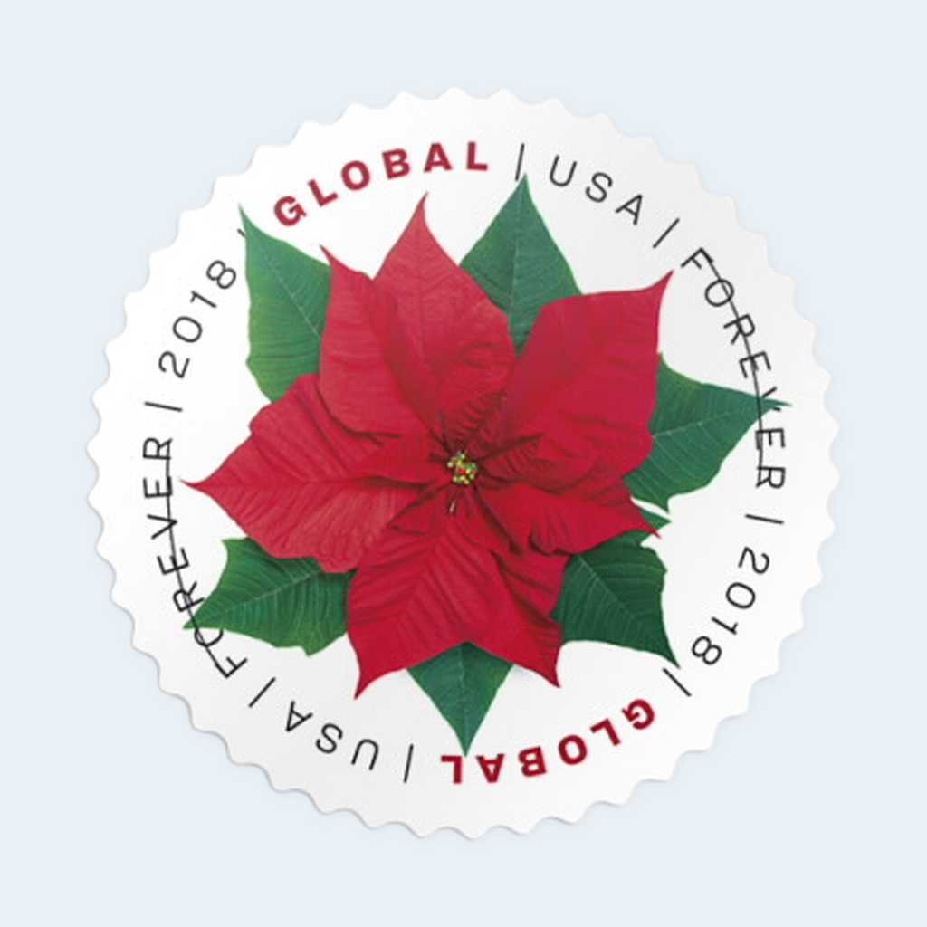 2018 Poinsettia Global Forever Stamps: Self-Adhesive Sheet for International Mail, product image 3
