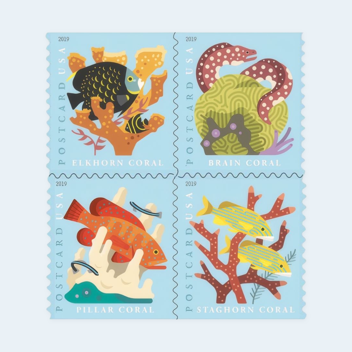 2019 Coral Reefs Postcard Stamps: Self-Adhesive Sheet for Domestic Postcards, product image 3