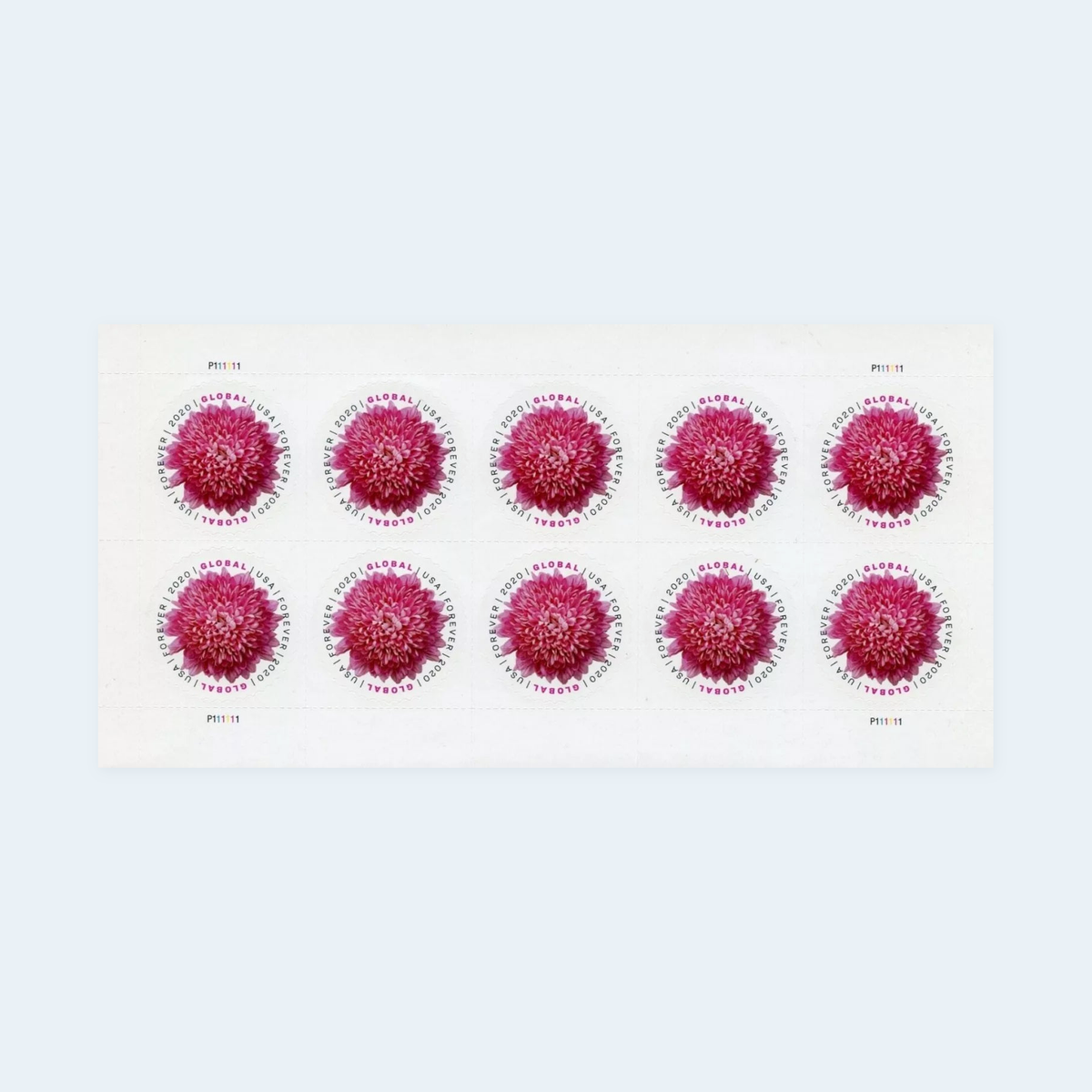 2020 Chrysanthemum Global Forever Stamps: Self-Adhesive Sheet for International Mail, product image 1