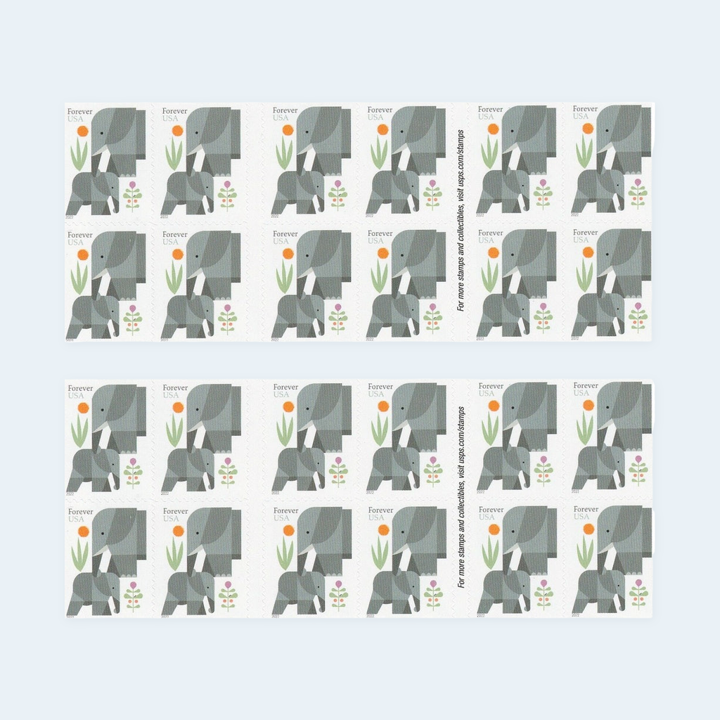 2022 Elephants Forever Stamps: Self-Adhesive Booklet for First-Class Mail, product image 1
