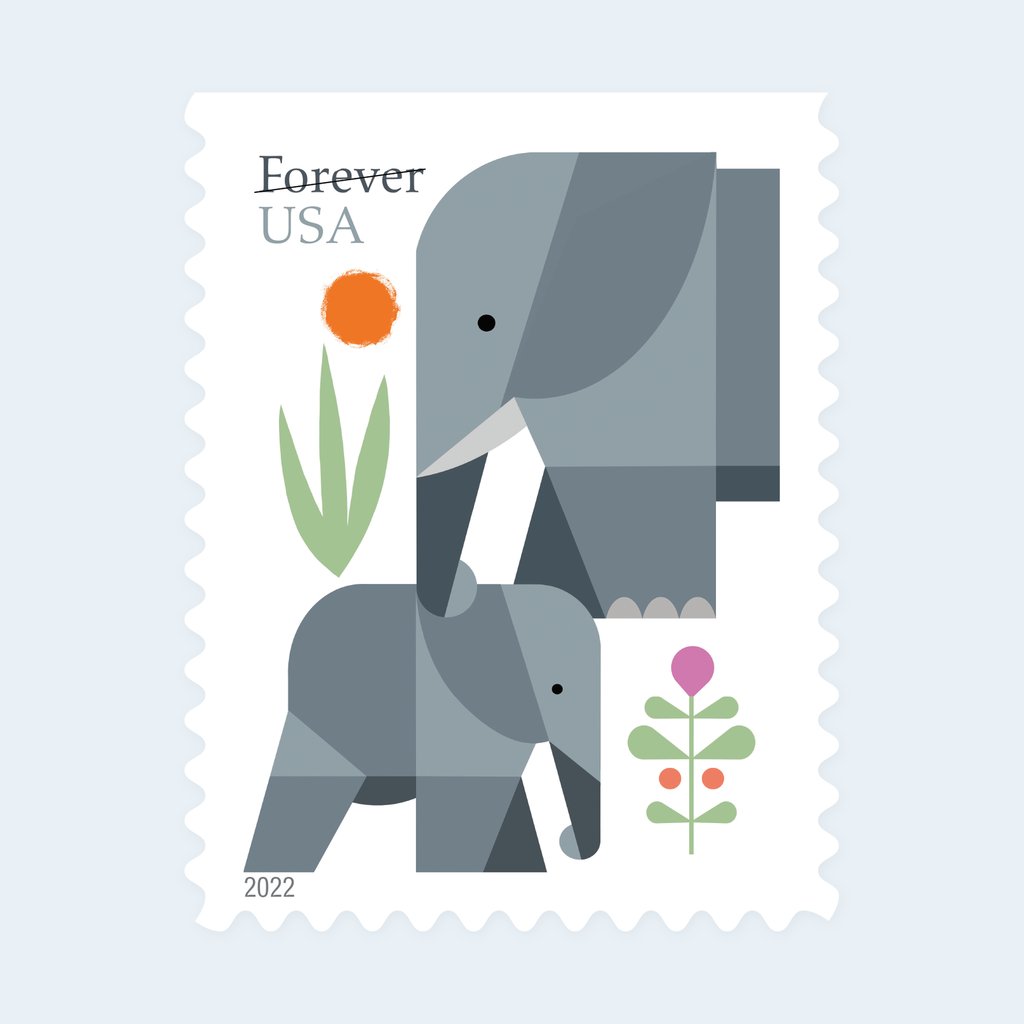2022 Elephants Forever Stamps: Self-Adhesive Booklet for First-Class Mail, product image 2