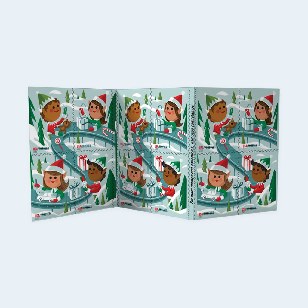 2022 Holiday Elves Forever Stamps: Self-Adhesive Booklet for First-Class Mail, product image 1