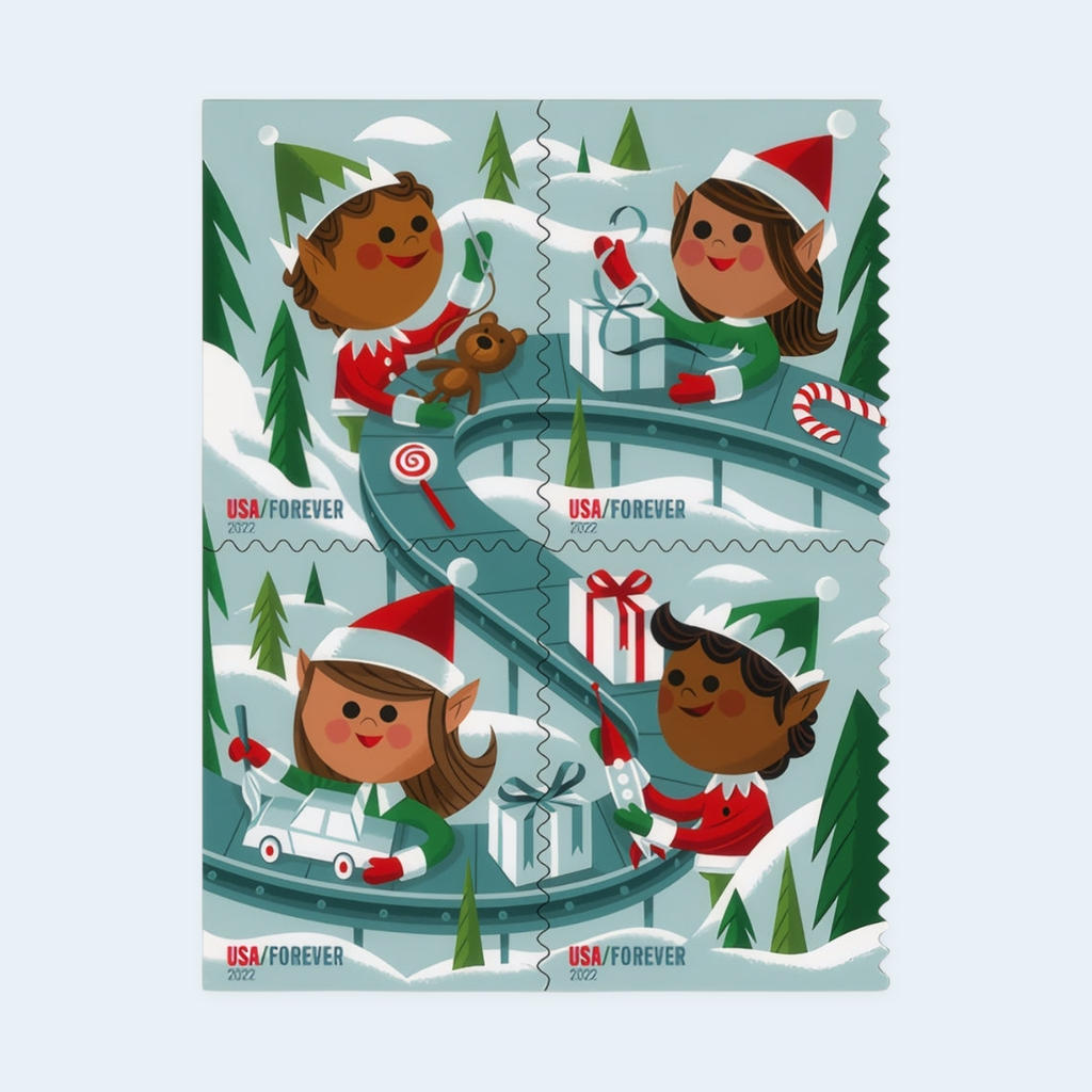 2022 Holiday Elves Forever Stamps: Self-Adhesive Booklet for First-Class Mail, product image 2