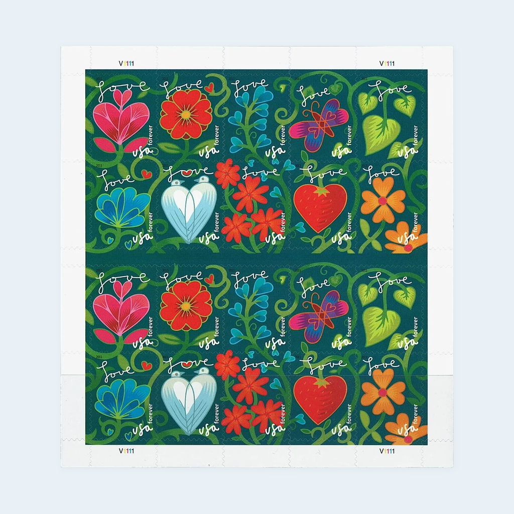 2011 Garden of Love Forever Stamps: Self-Adhesive Sheets for First-Class Mail, product image 1
