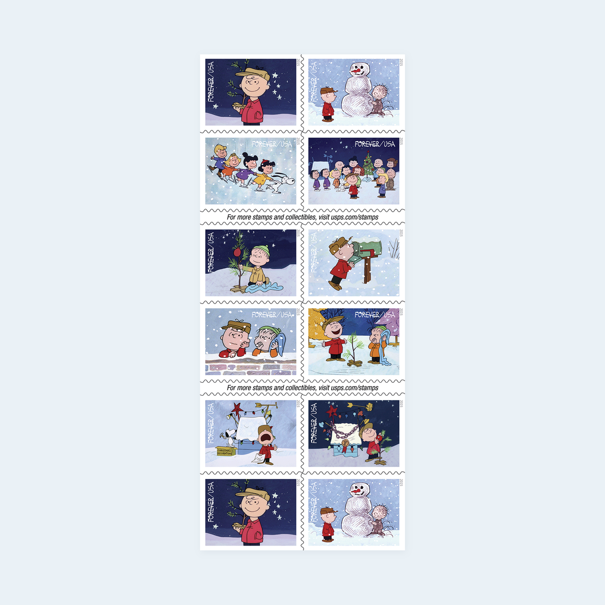 2015 A Charlie Brown Christmas Forever Stamps: Self-Adhesive Booklet for First-Class Mail, product image 2