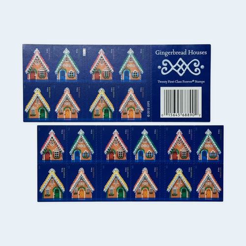 2013 Gingerbread Houses Forever Stamps: Self-Adhesive Booklet for First-Class Mail, product image 1