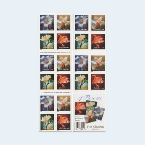 2000 Flowers Postage Stamps: Self-Adhesive Booklet for Letter Mail, product image 1