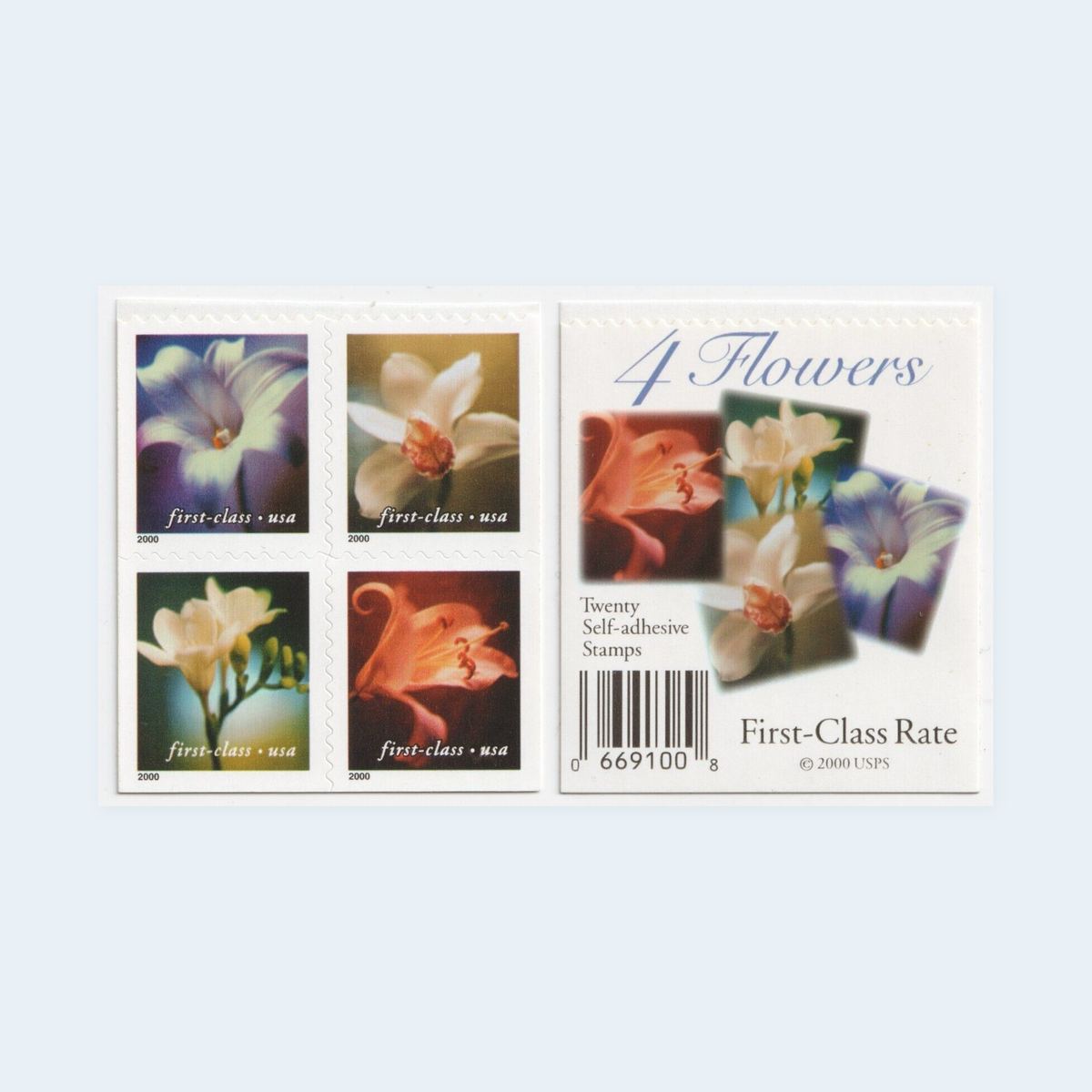 2000 Flowers Postage Stamps: Self-Adhesive Booklet for Letter Mail, product image 2