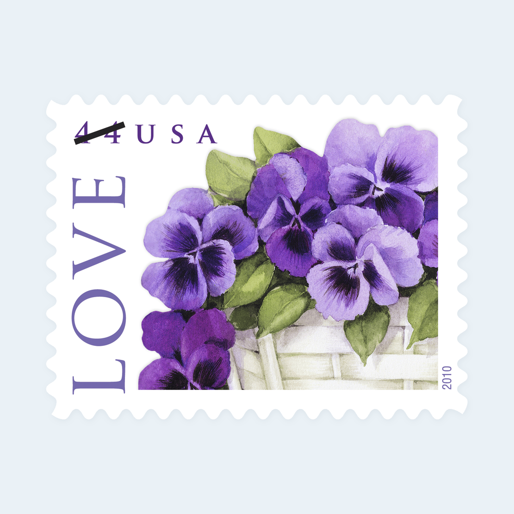 2010 Love Pansies in a Basket Postage Stamps: Self-Adhesive Sheet for Letter Mail, product image 2