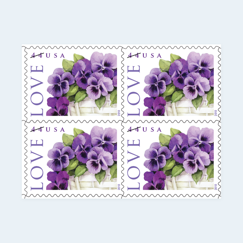 2010 Love Pansies in a Basket Postage Stamps: Self-Adhesive Sheet for Letter Mail, product image 3