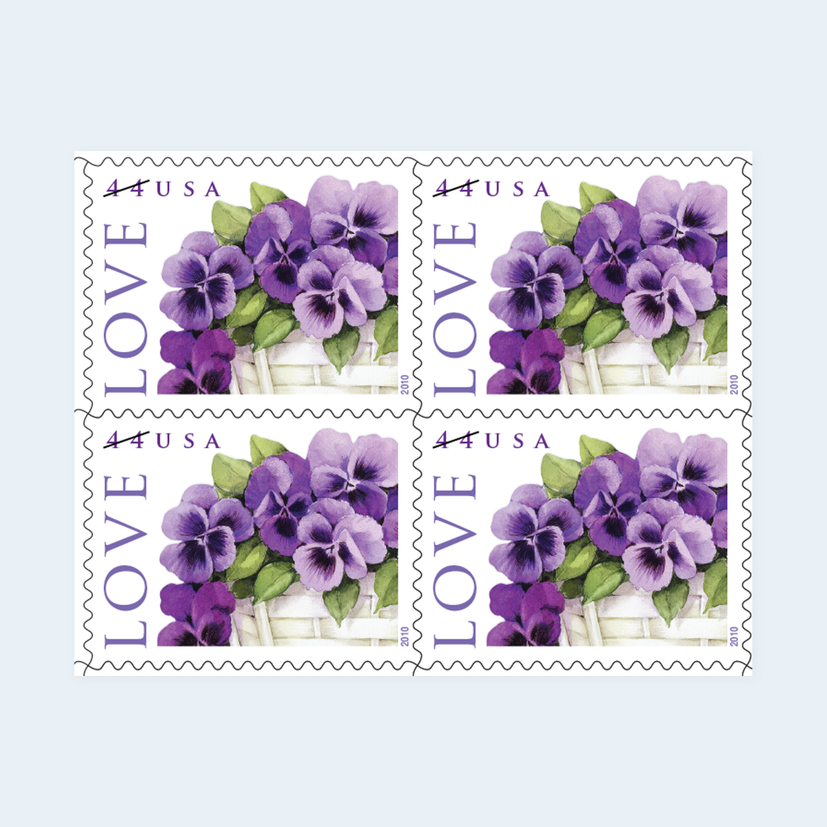 2010 Love Pansies in a Basket Postage Stamps: Self-Adhesive Sheet for Letter Mail, product image 3