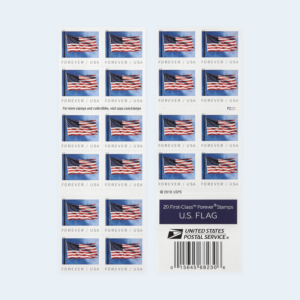 2019 U.S. Flag Forever Stamps: Self-Adhesive Booklet for First-Class Mail, product image 1
