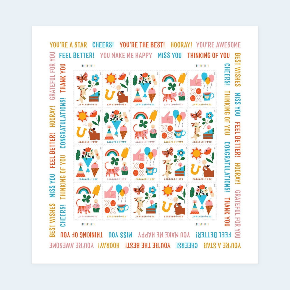 2023 Thinking of You Forever Stamps: Self-Adhesive Sheet for First-Class Mail, product image 1