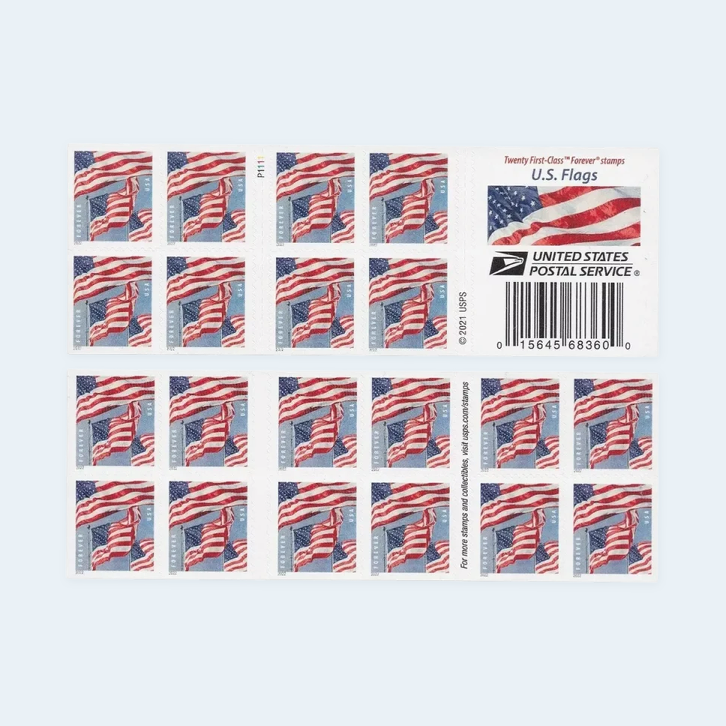 2022 U.S. Flags Forever Stamps: Self-Adhesive Booklet for First-Class Mail, product image 1
