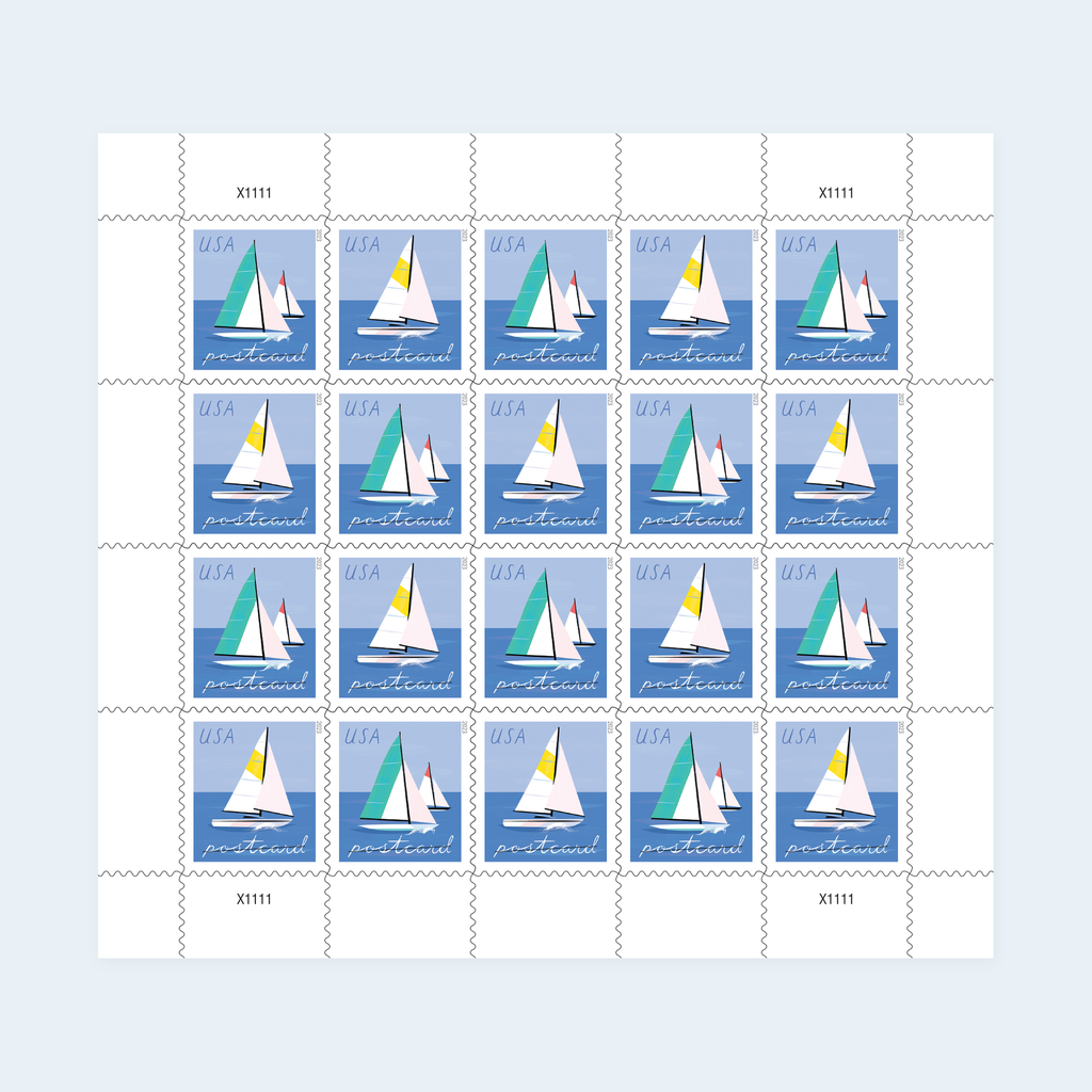 2023 Sailboats Postcard Stamps: Self-Adhesive Sheet for Domestic Postcards, product image 1