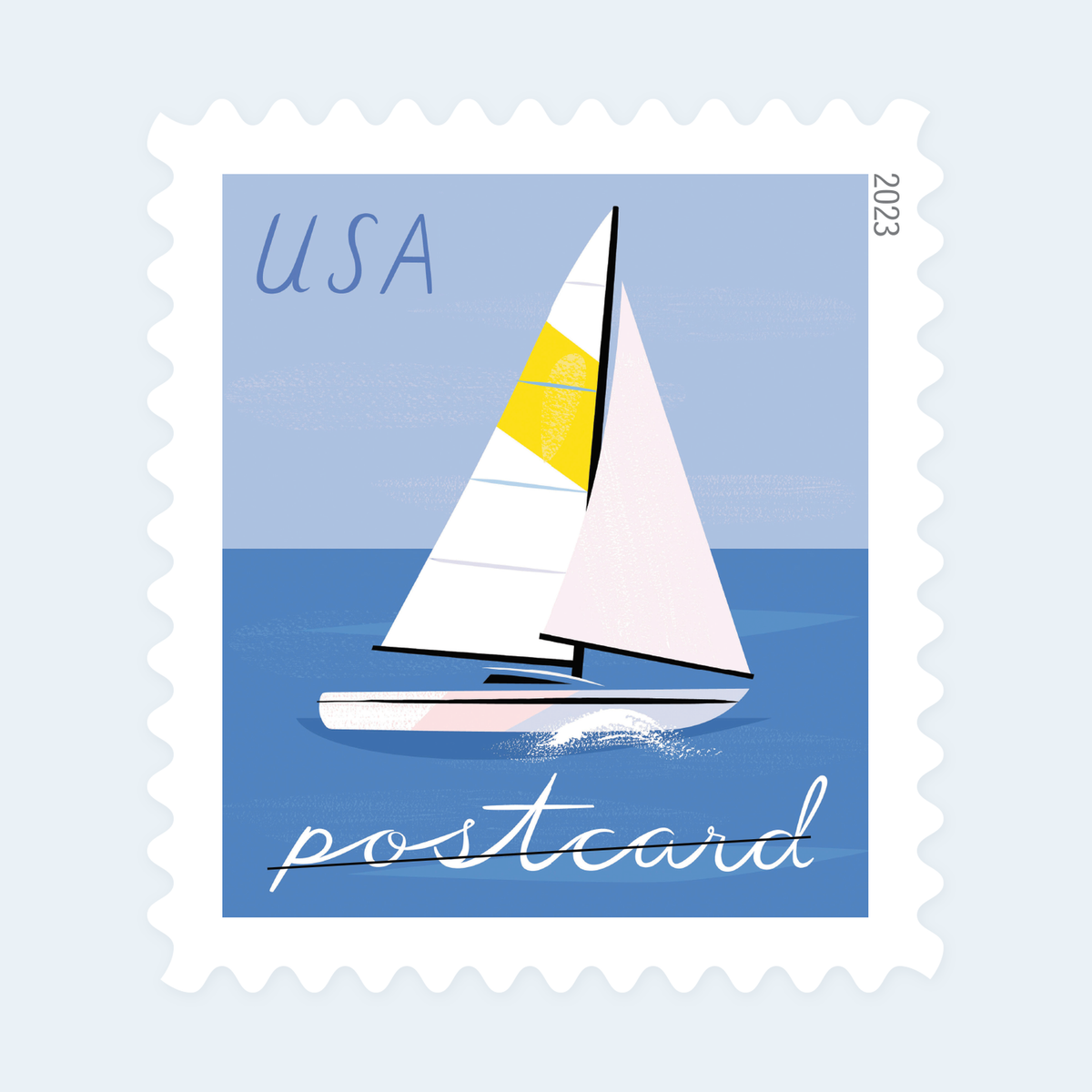 2023 Sailboats Postcard Stamps: Self-Adhesive Sheet for Domestic Postcards, product image 3