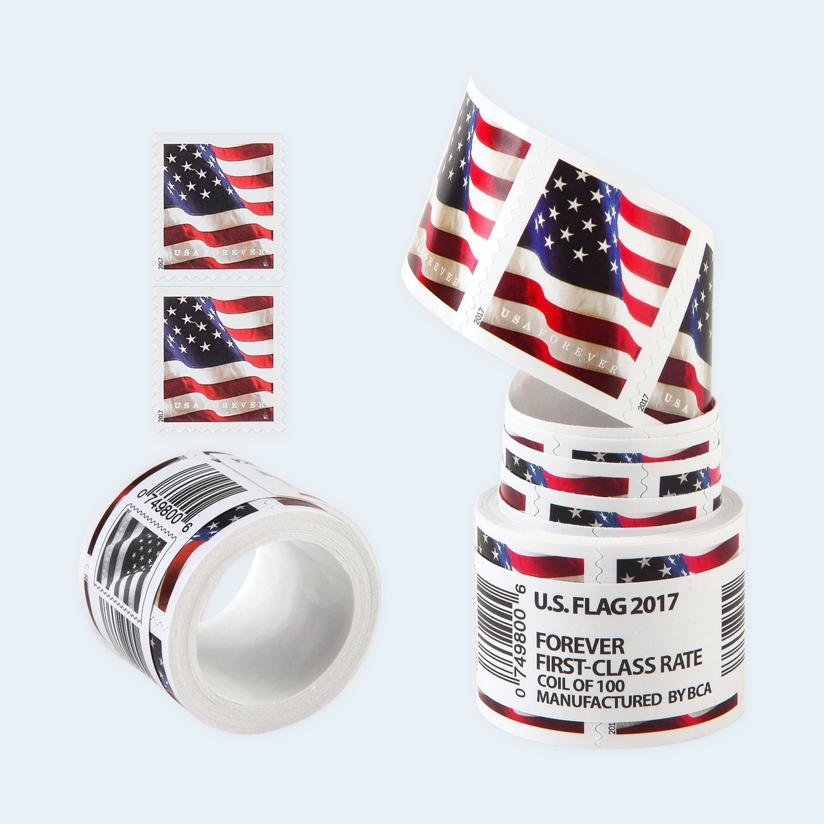 2017 U.S. flag coil, roll and packaging view