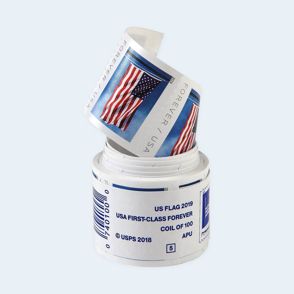 2019 U.S. flag coil, front roll with real extended strip