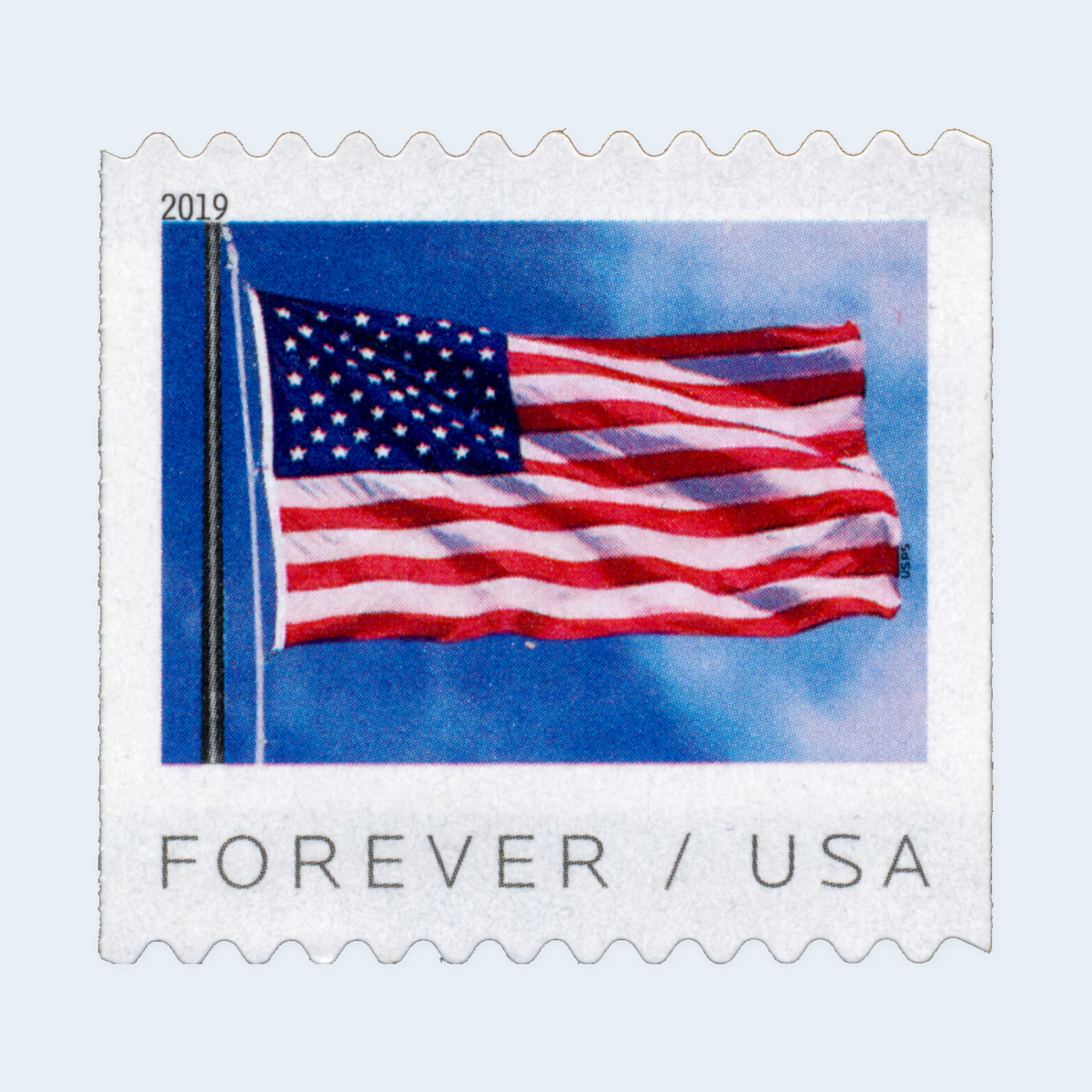 2019 U.S. flag coil, actual BCA coil stamp detail