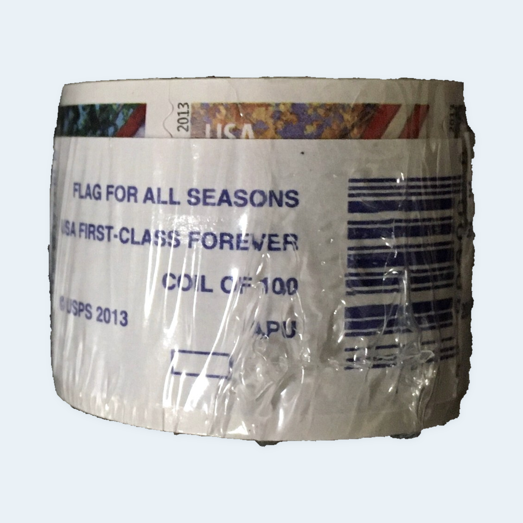 2013 U.S. flag coil, front packaged roll supplementary image