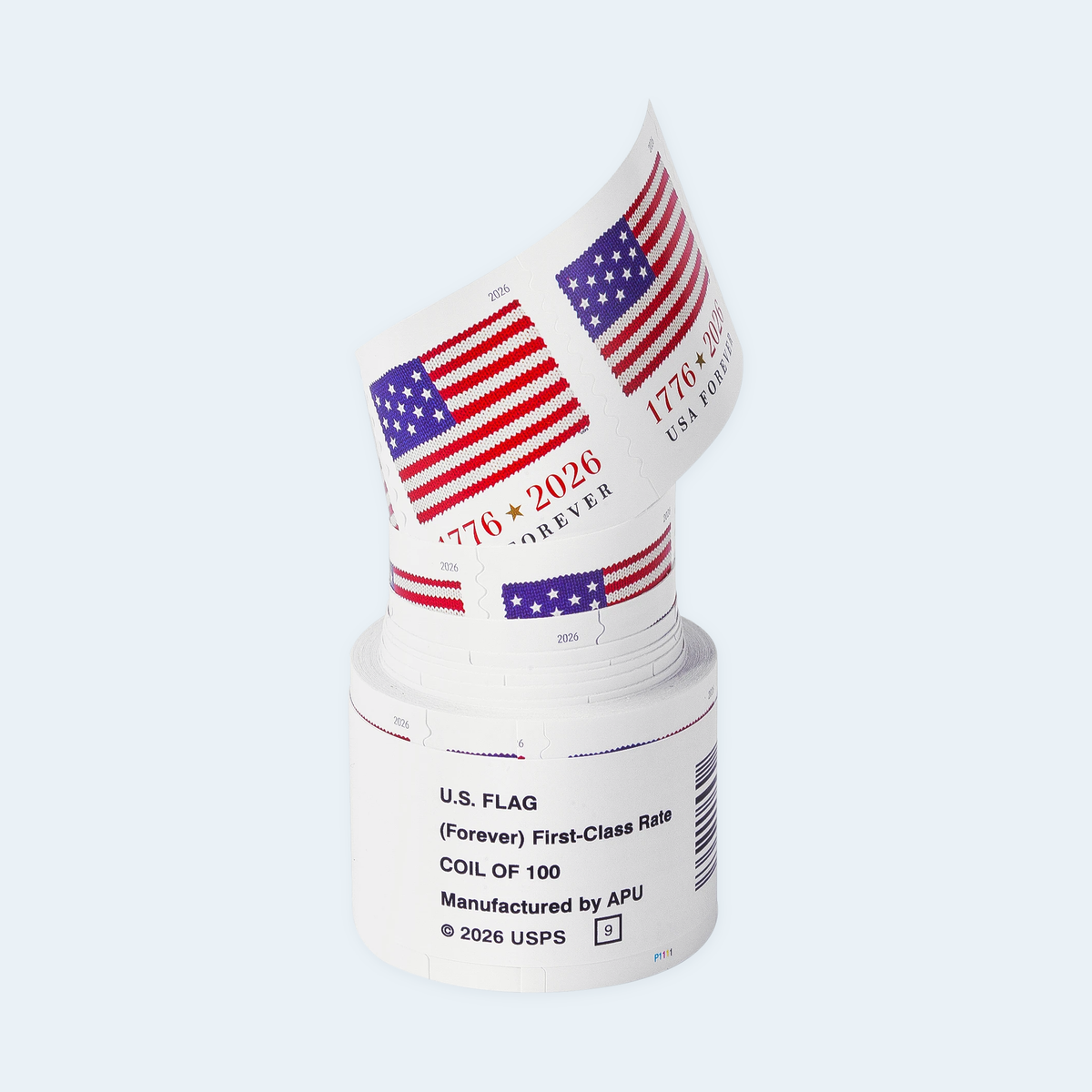 2026 U.S. flag coil, unrolled strip view
