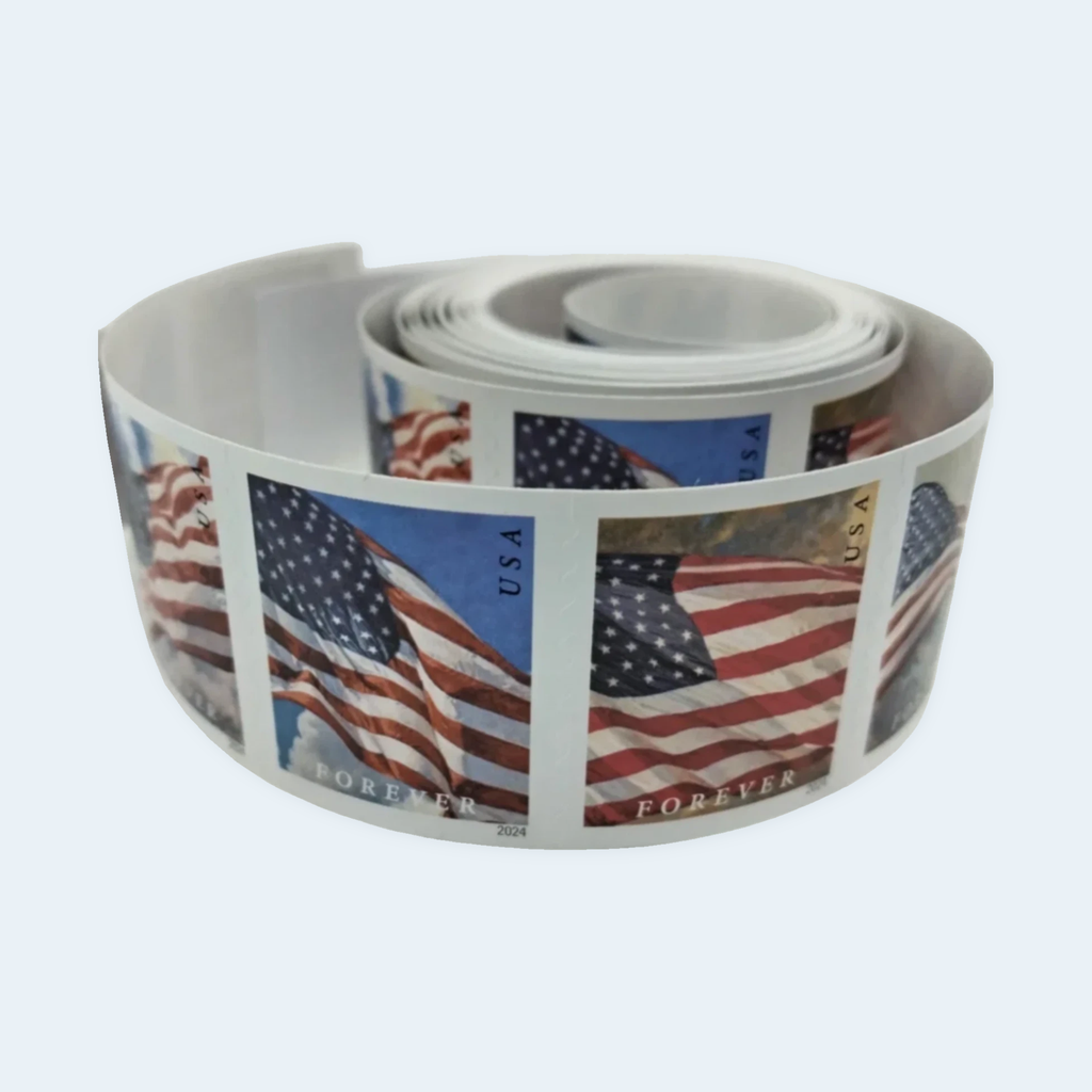 2024 U.S. flag coil, open roll and extended stamp strip