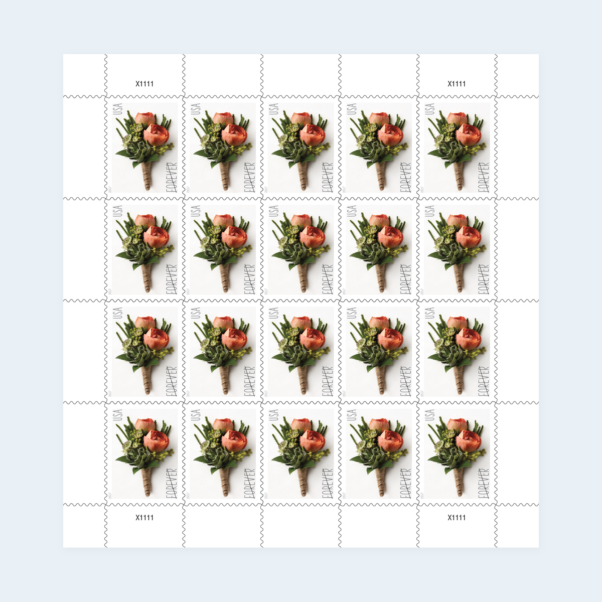 2017 Celebration Boutonniere Forever Stamps: Self-Adhesive Sheets for First-Class Mail, product image 1