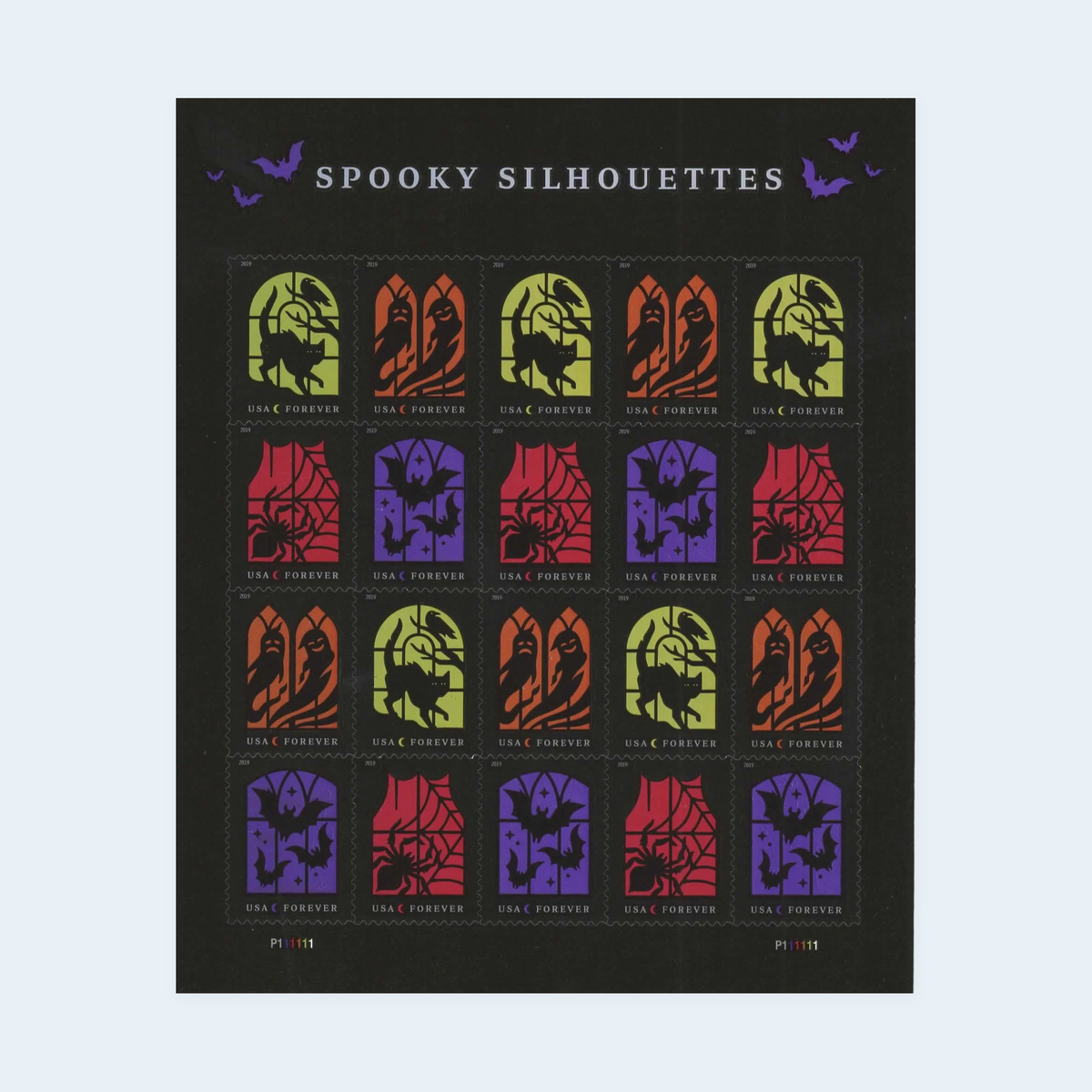 2019 Spooky Silhouettes Forever Stamps: Self-Adhesive Sheet for First-Class Mail, product image 1