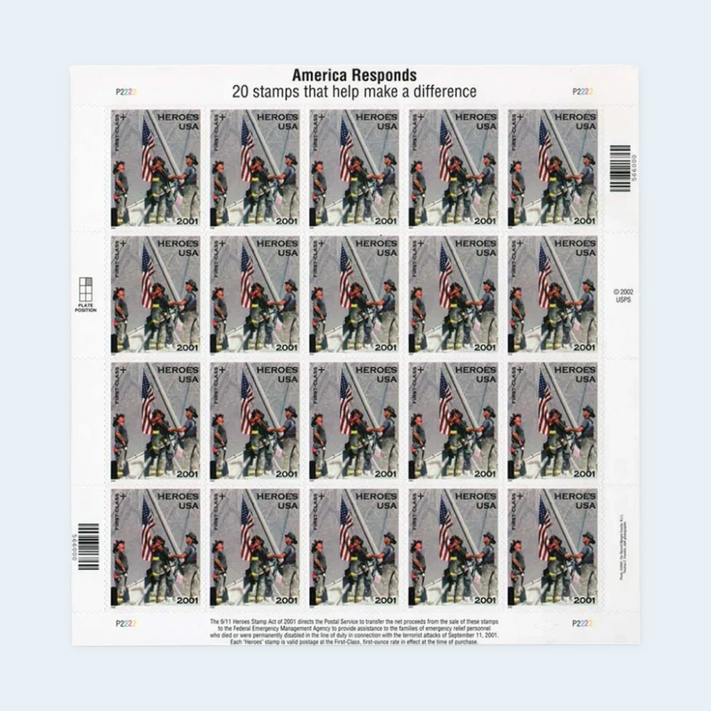 2002 Heroes of 2001 Semipostal Stamps: Self-Adhesive Sheet for Letter Mail, product image 1