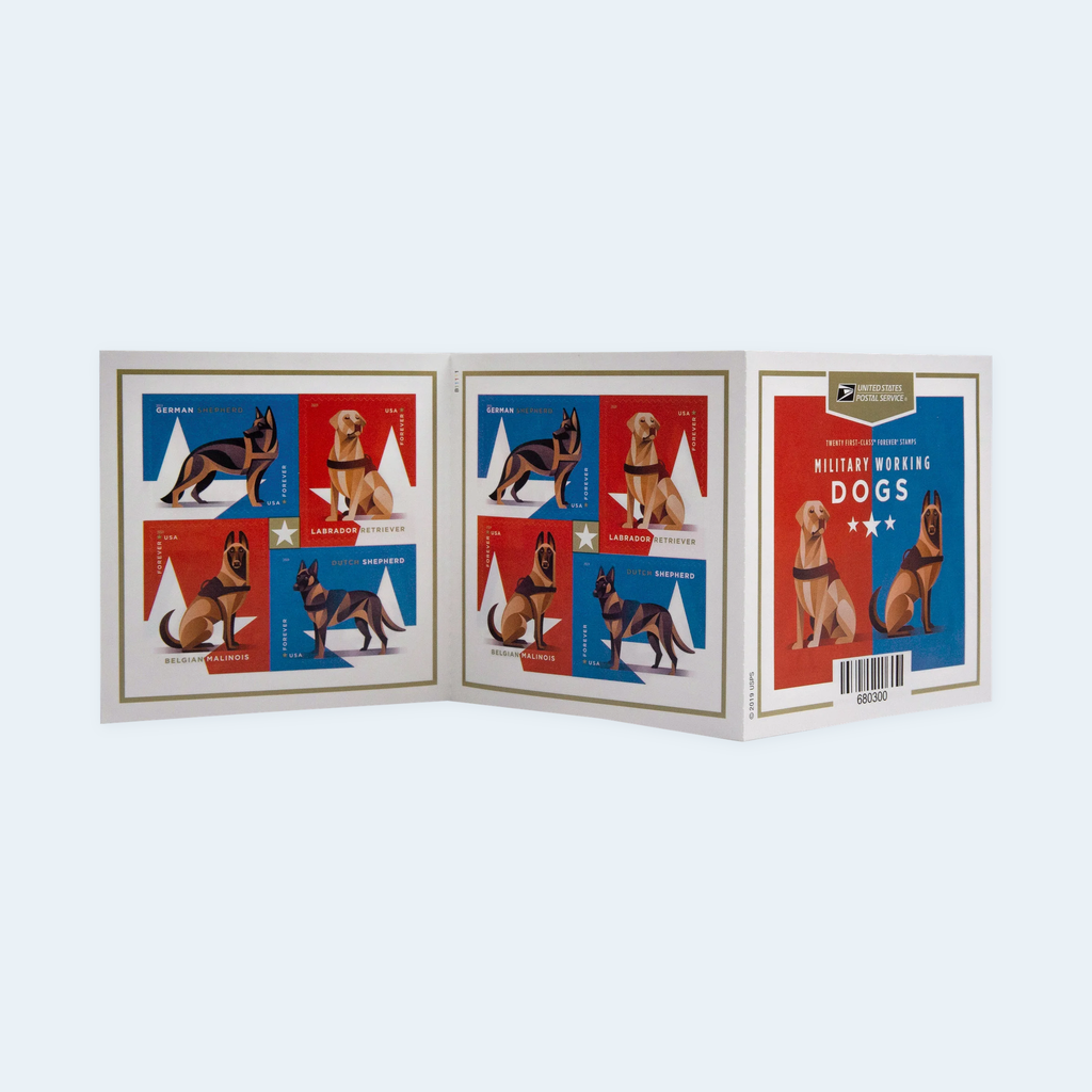 2019 Military Working Dogs Forever Stamps: Self-Adhesive Booklet for First-Class Mail, product image 1