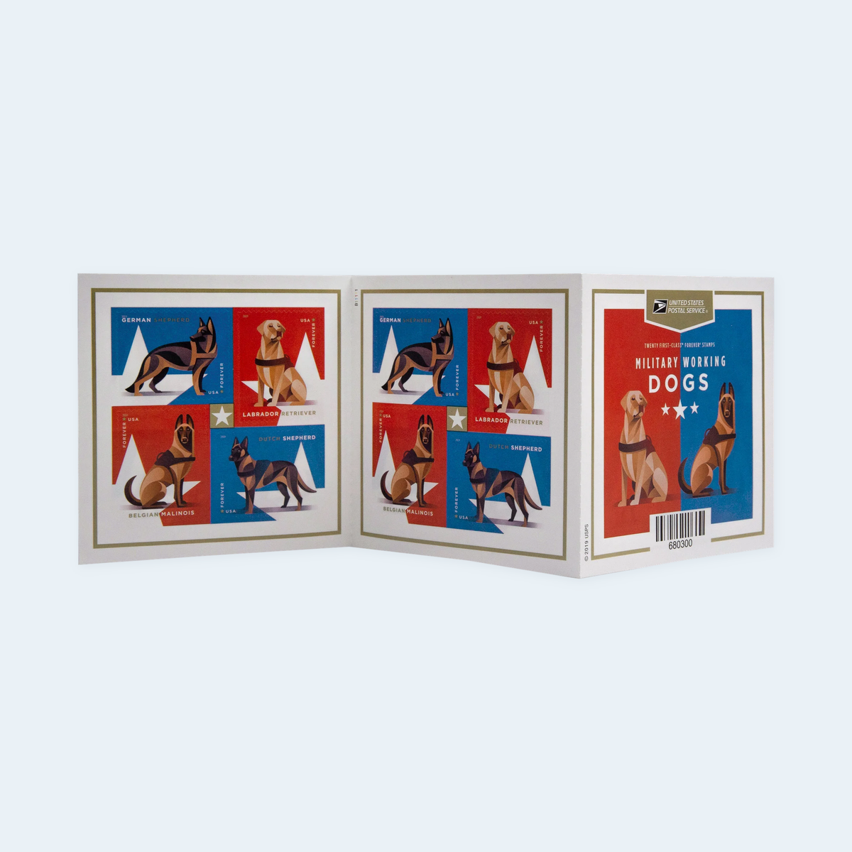 2019 Military Working Dogs Forever Stamps: Self-Adhesive Booklet for First-Class Mail, product image 1