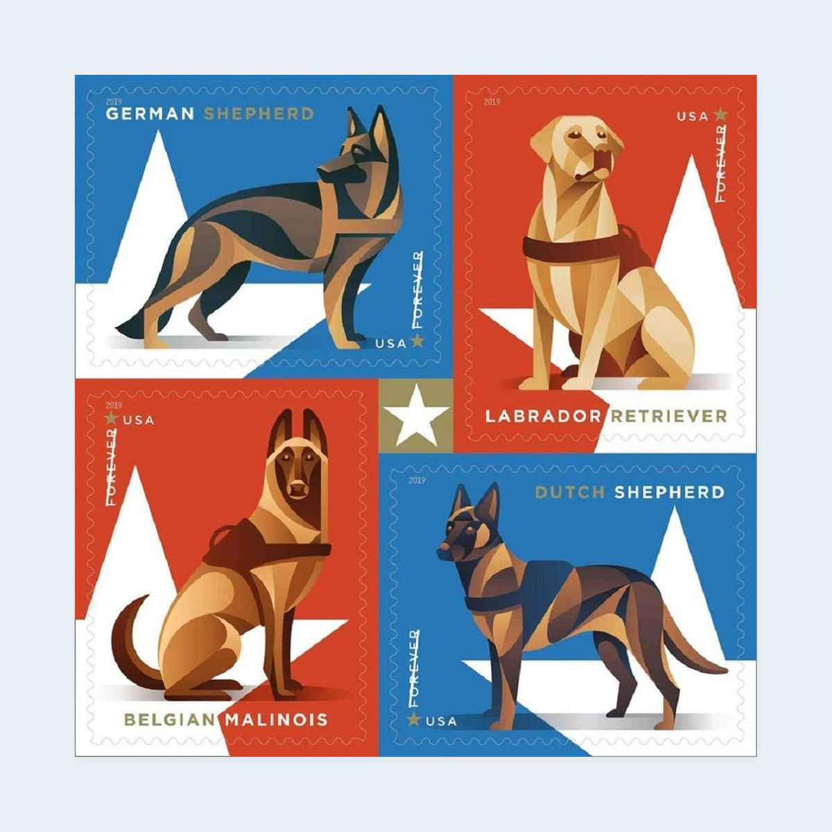 2019 Military Working Dogs Forever Stamps: Self-Adhesive Booklet for First-Class Mail, product image 2