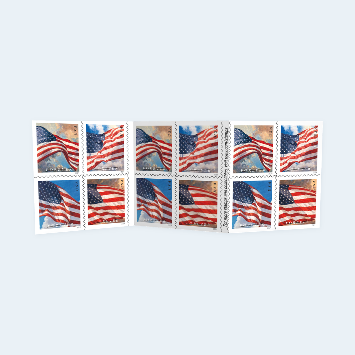2024 U.S. Flags Forever Stamps: Self-Adhesive Booklet for First-Class Mail, product image 1