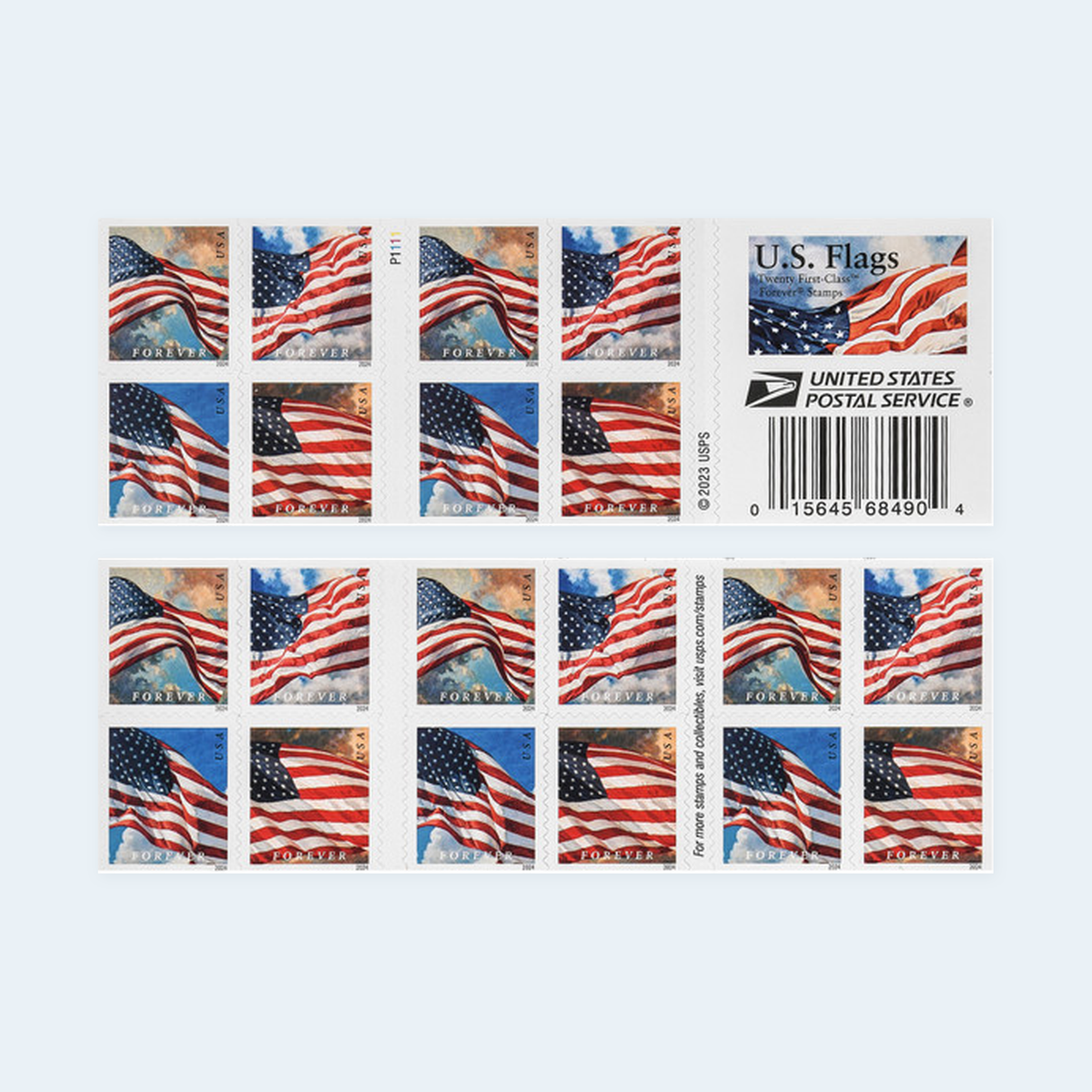 2024 U.S. Flags Forever Stamps: Self-Adhesive Booklet for First-Class Mail, product image 2