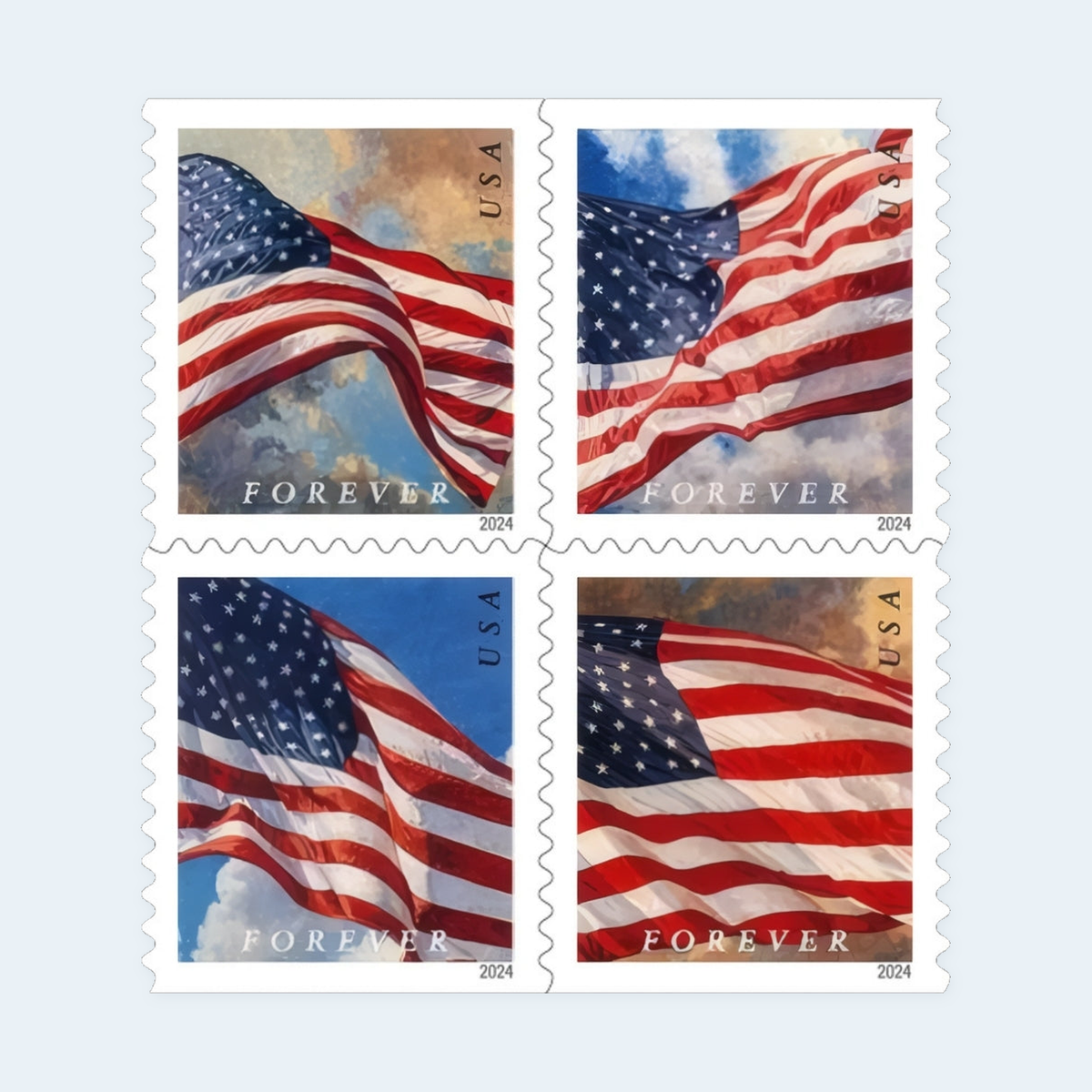 2024 U.S. Flags Forever Stamps: Self-Adhesive Booklet for First-Class Mail, product image 3